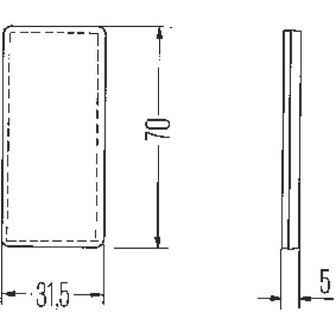 Reflector rectangular 70x31,5mm Amber