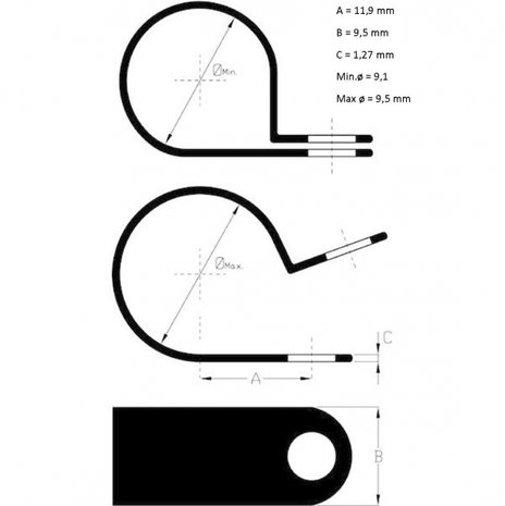 Kunststoff Kabelbügel 9,5mm ( pro 10 stuck)