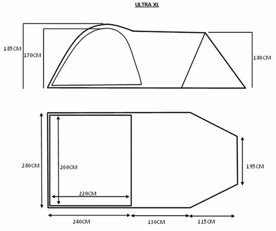 HD-Camp Ultra XL tent 4-5 personen + Grondzeil.