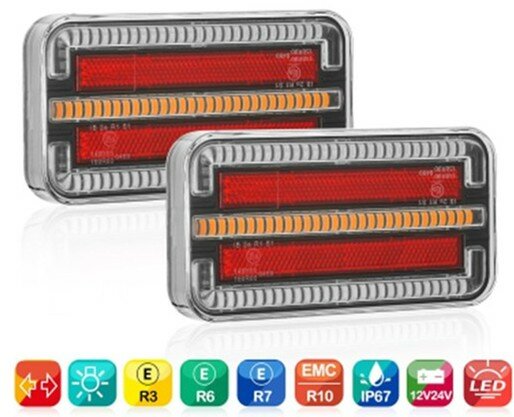 - Achterlicht Dynamc LED Rechts 12/24Volt 30 cm kabel